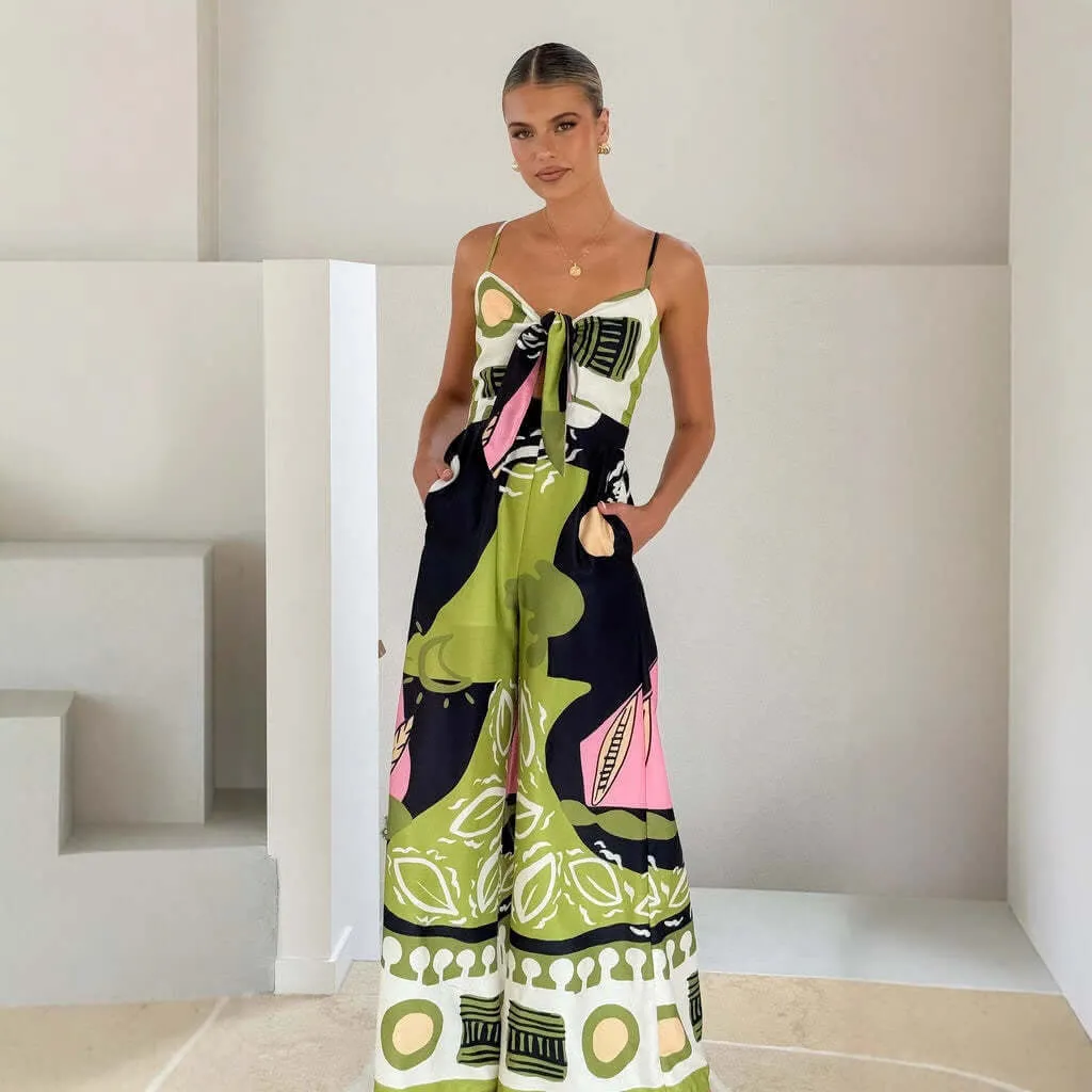 Casual Fashion Printing Chest Strap Jumpsuit