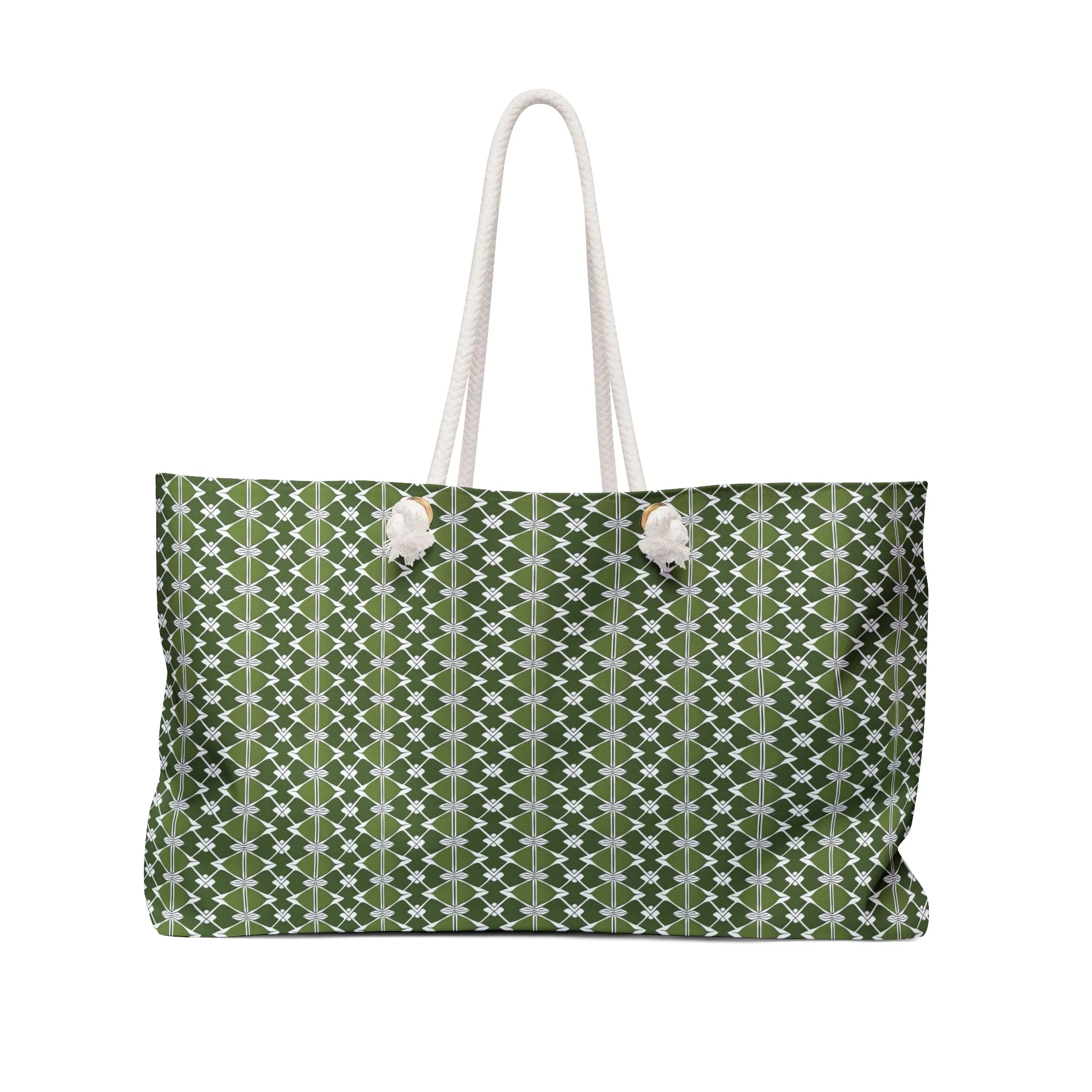 Classic Two color Green Patterned Weekender Travel Tote Bag