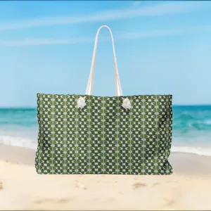 Classic Two color Green Patterned Weekender Travel Tote Bag