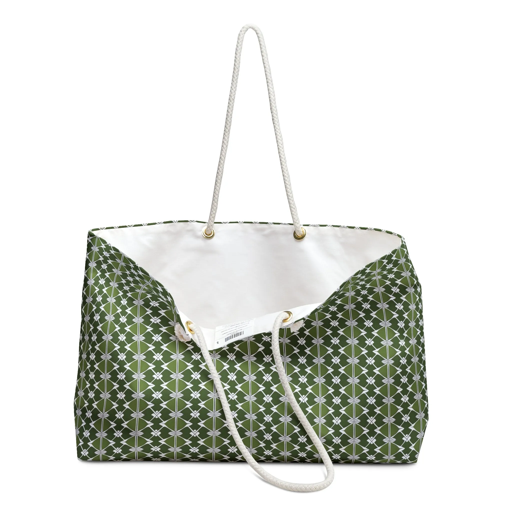 Classic Two color Green Patterned Weekender Travel Tote Bag