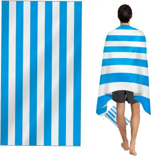 CNMTCCO Large Beach Quick Dry Towel with Bag, 160x90cm, Light Blue, condition new