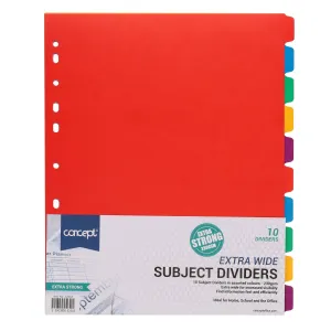 Concept - Extra Wide 230gsm Subject Dividers - 10 Part