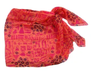 Coral/Pink Leopard print Chiffon Beach Wrap/Scarf- sale!