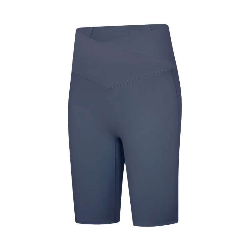 Cross Waist Side Pocket Cycling Shorts