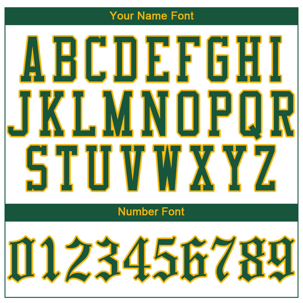 Custom White Kelly Green Pinstripe Kelly Green-Gold Authentic Baseball Jersey
