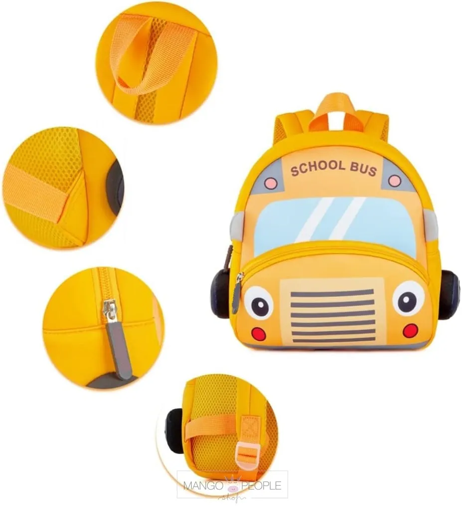 Cute Yellow Happy School Bus Soft Backpack For Kids