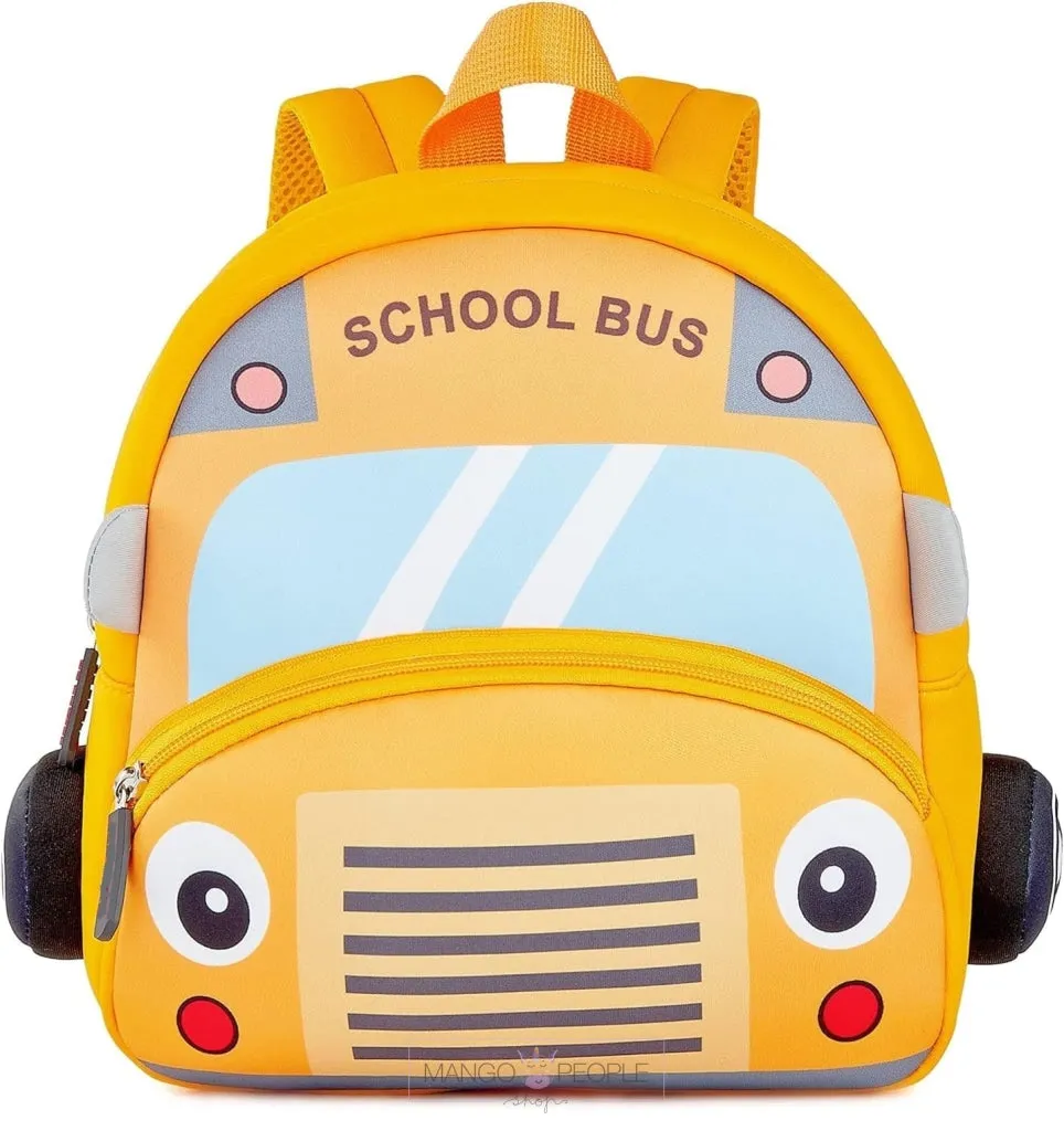 Cute Yellow Happy School Bus Soft Backpack For Kids