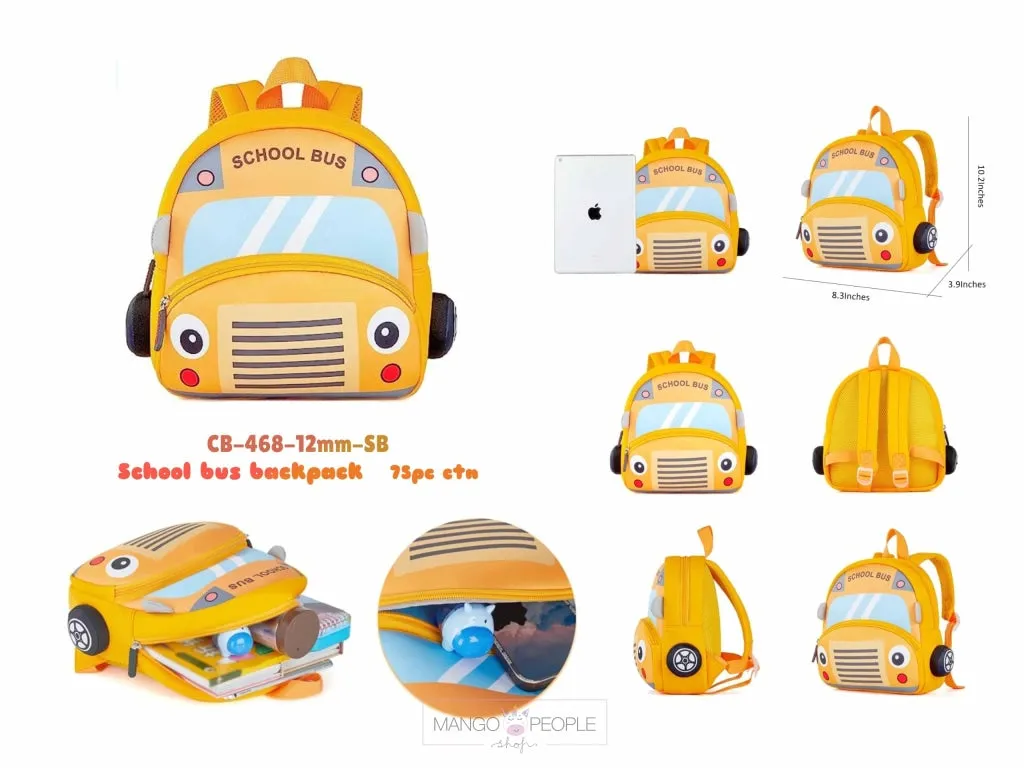 Cute Yellow Happy School Bus Soft Backpack For Kids