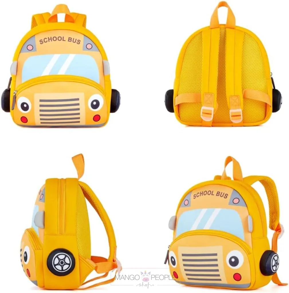 Cute Yellow Happy School Bus Soft Backpack For Kids