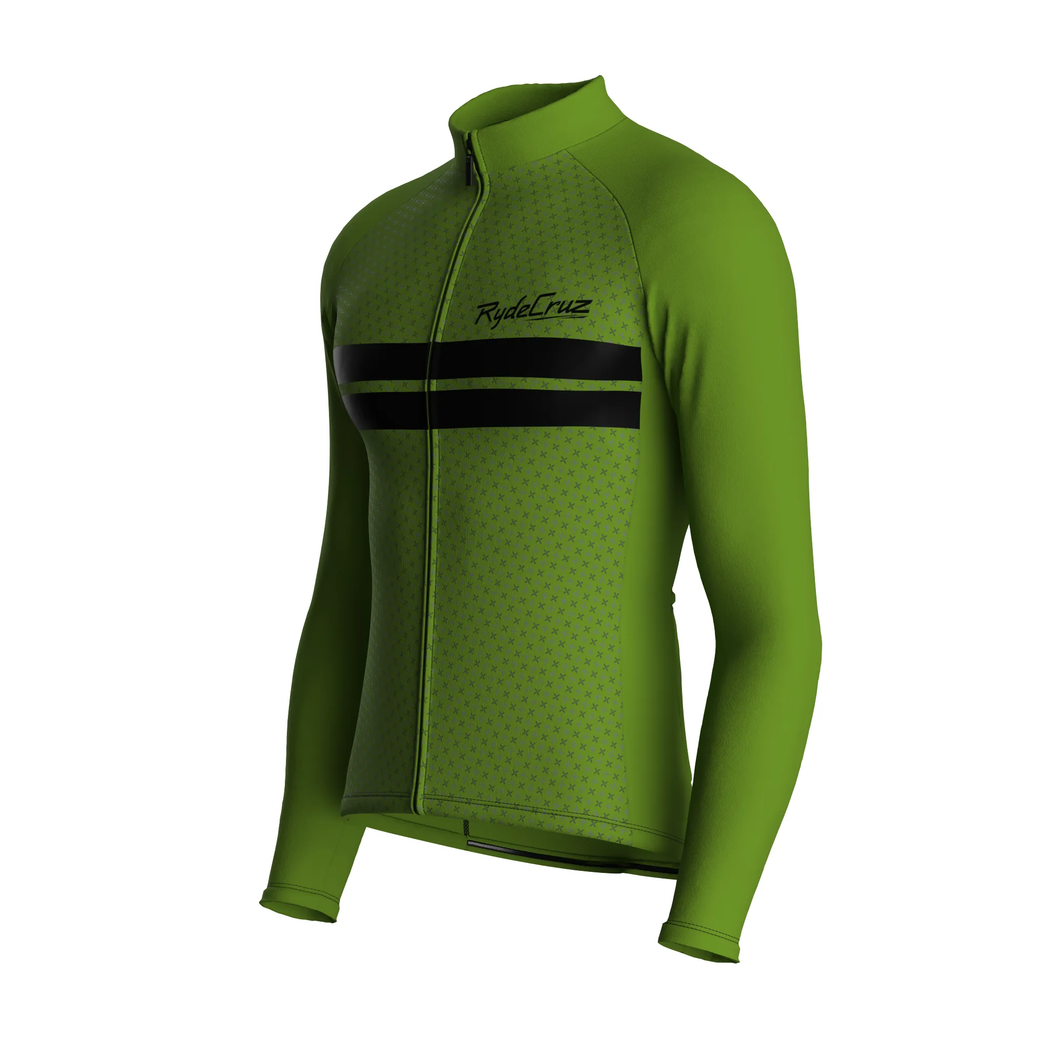 Dual Stripe Dynamics | Khaki Green Male Long Sleeves Jersey