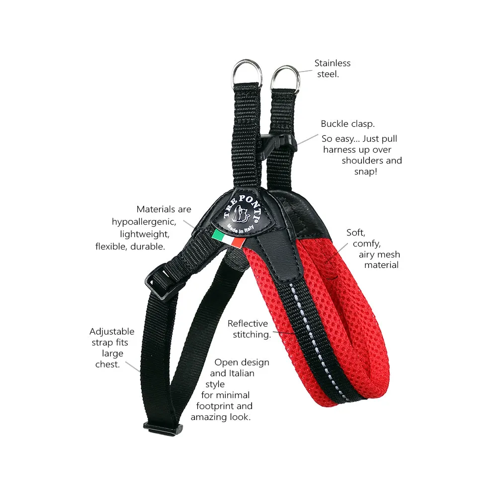Easy Fit Red Mesh Harness with Adjustable Girth