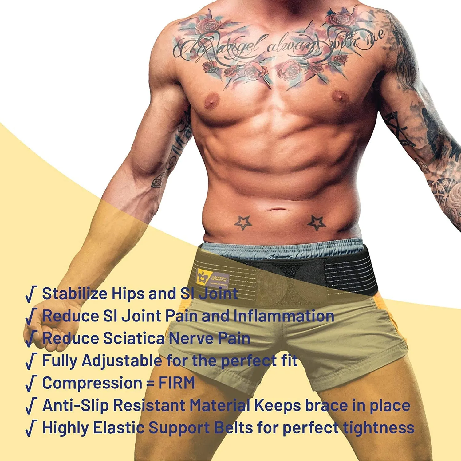 Everyday Medical SI Belt - Sacroiliac Joint Belt for Men and Women I Hip Support Brace - Support and Alleviate Si Joint, Pelvis, Sacral, Sacrum, Hip and Sciatica Pain and Discomfort - Small/Medium