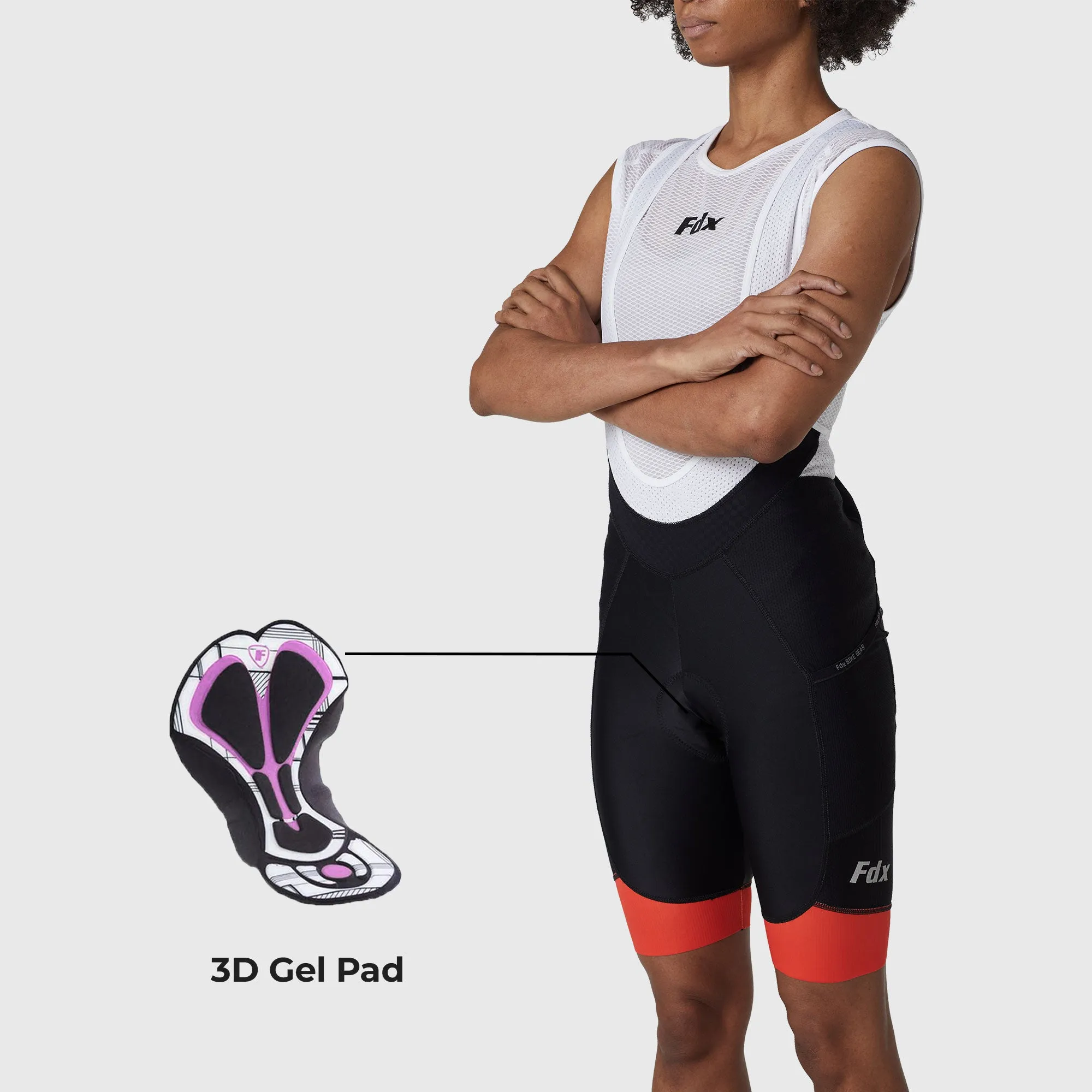 Fdx Essential Orange Women's & Girl's Summer Cycling Cargo Bib Shorts