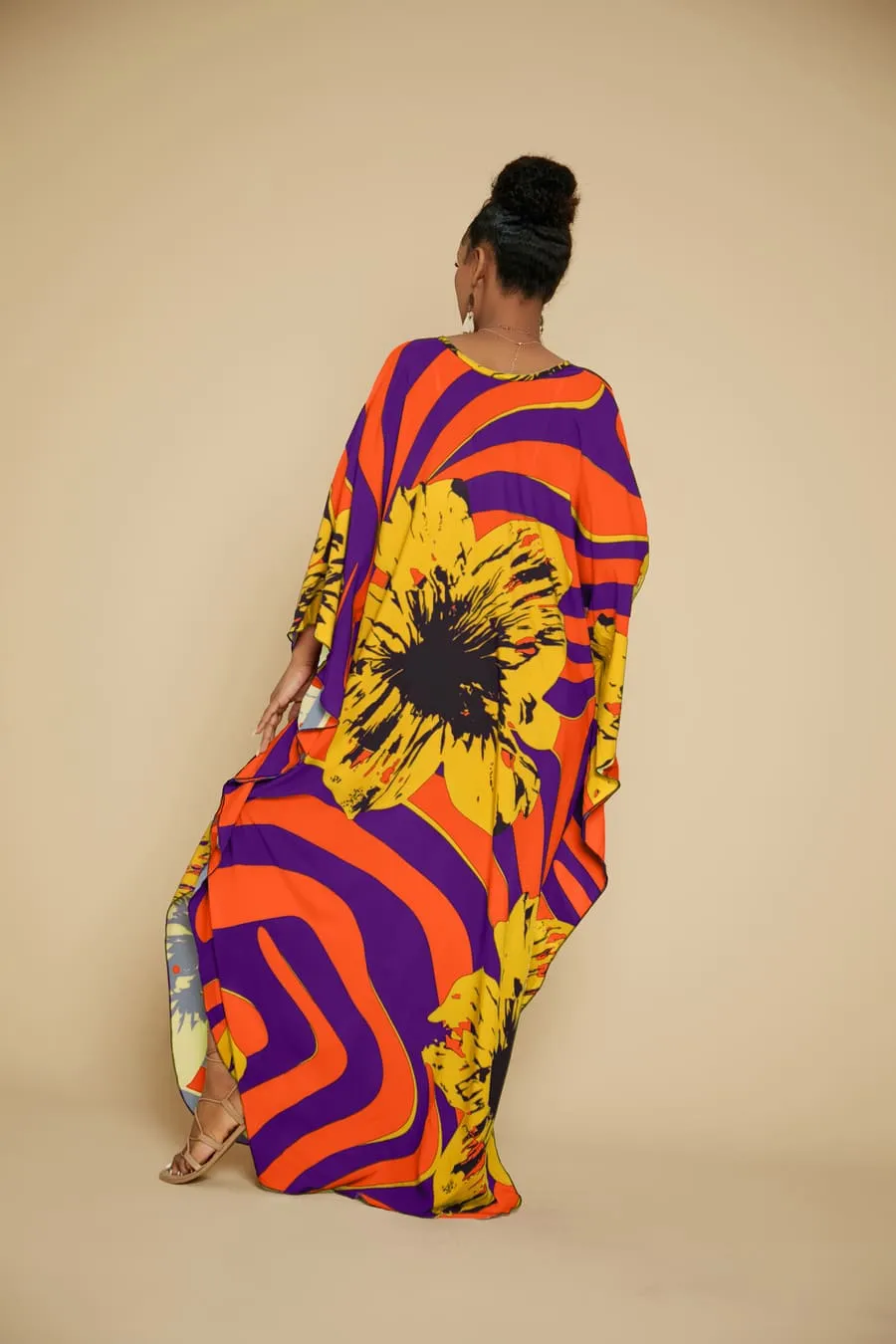 Flower Plus Size Red Kaftan Dress