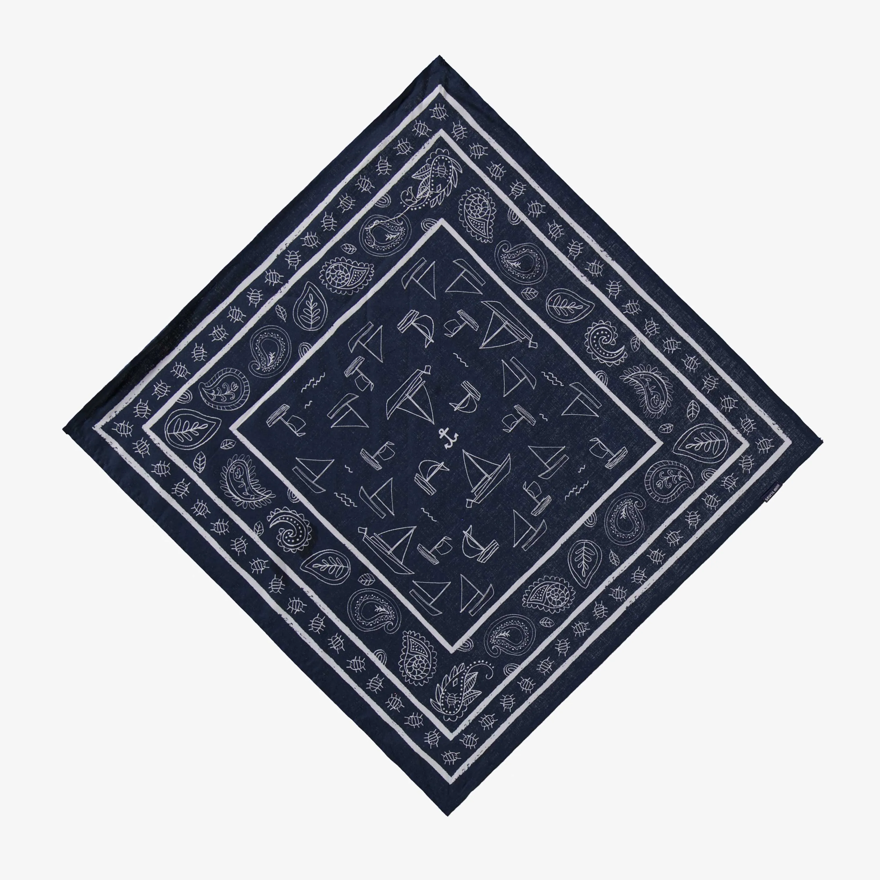 Foulard bleu foncé à motifs, enfant || Dark blue patterned scarf, child