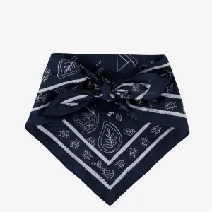 Foulard bleu foncé à motifs, enfant || Dark blue patterned scarf, child