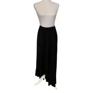 Free People Beach Black High Slit Lightweight Ruffle Hem Maxi Skirt Size XS