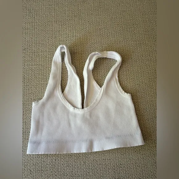 Free People Happiness Runs Scoop Neck Bra White M/L
