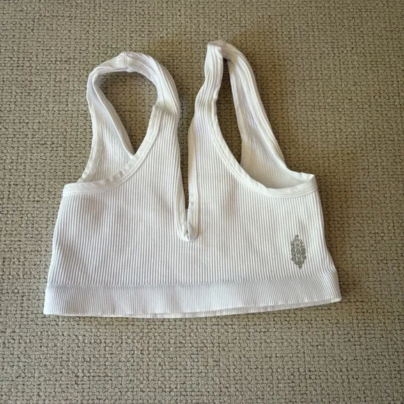 Free People Happiness Runs Scoop Neck Bra White M/L