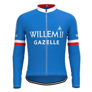 Gazelle Blue Vintage Long Sleeve Cycling Jersey Top