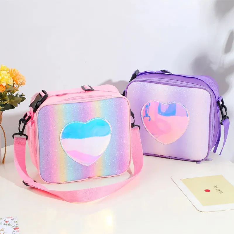 Glitter Laser Thermal Lunch Bag – Stylish Bento Shoulder Bag for Girly Picnics, Backpacks & Outdoor Adventures