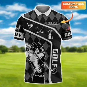 Golf 002 - Personalized Name 3D Polo Shirt - Htl