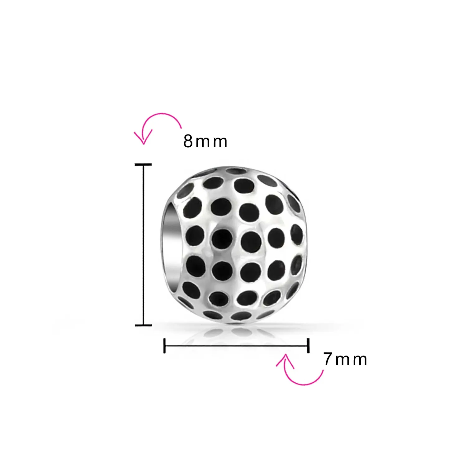 Golfer Sport Charm Bead Black Oxidized Silver for European Bracelet