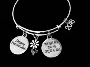 Happy Retirement Teachers like you are Special Expandable Charm Bracelet Silver Adjustable Bangle School Gift