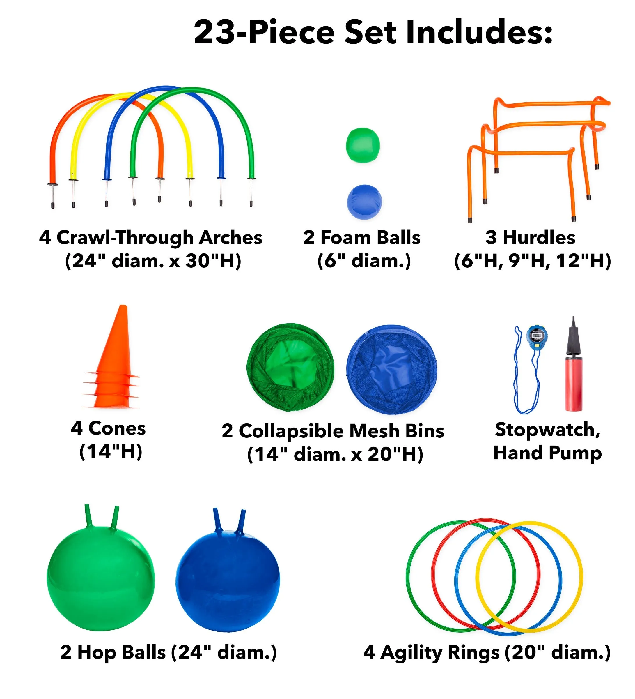 Hearthsong Hopstacle 23-Piece Hop Ball Obstacle Course Set