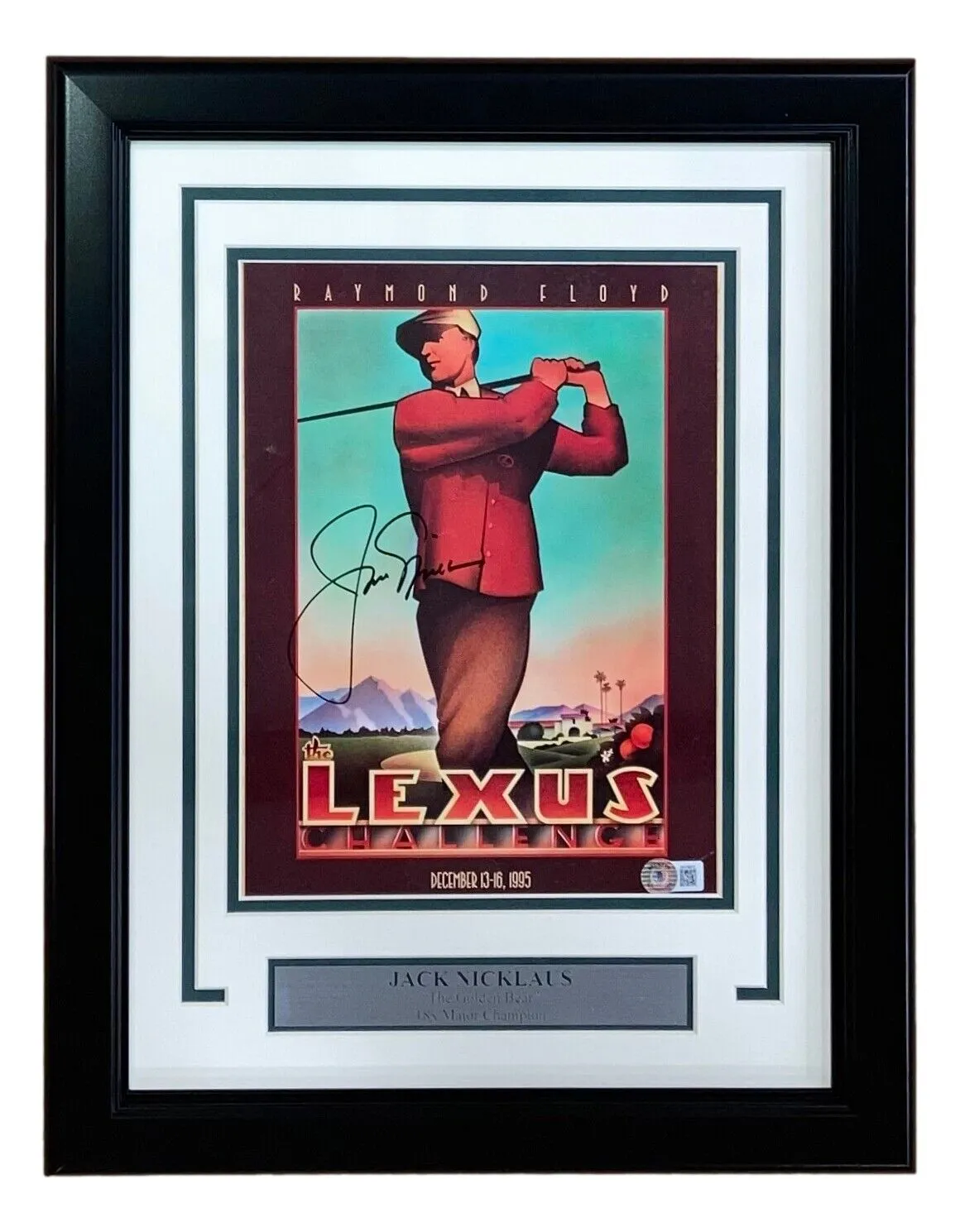 Jack Nicklaus Signed Framed PGA Lexus Challenge Golf Folder BAS BH78972
