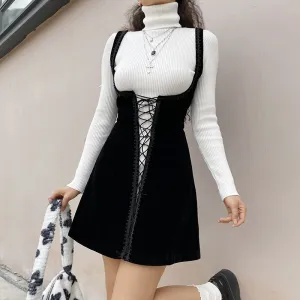 JazzHer Solid Color Vest Strap Slimming Chest Strap Dress