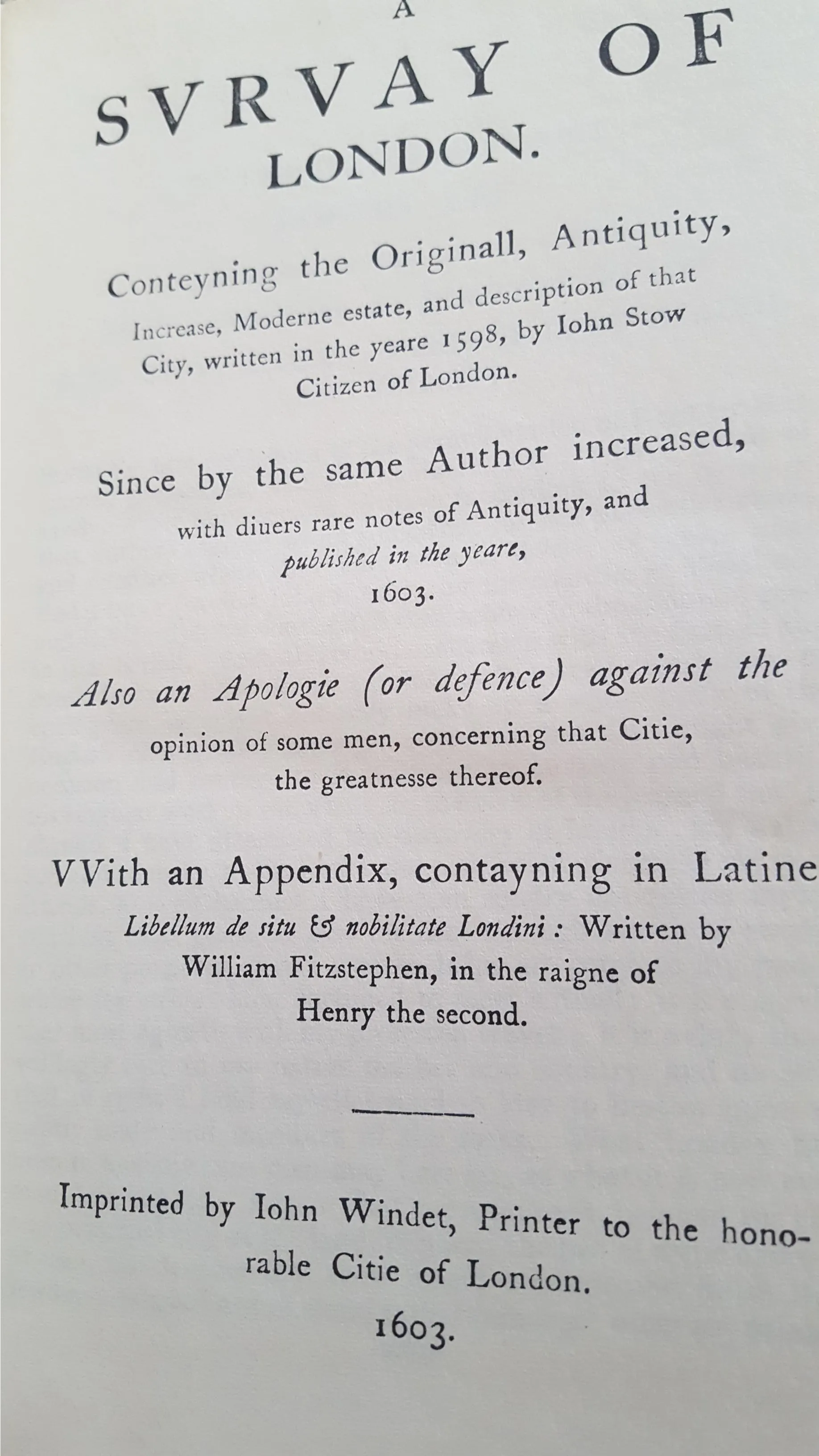 John Stow - The Survey Of London, Dent&Sons, 1956