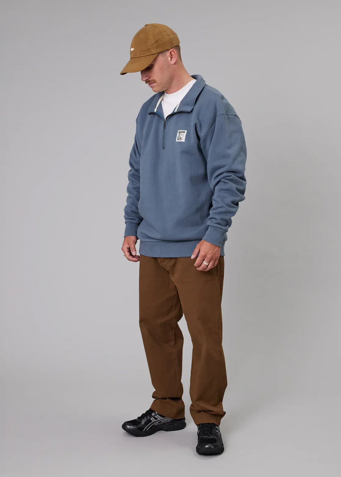 JUST ANOTHER FISHERMAN Quality Coastal 1/4 Zip - Dusk Blue