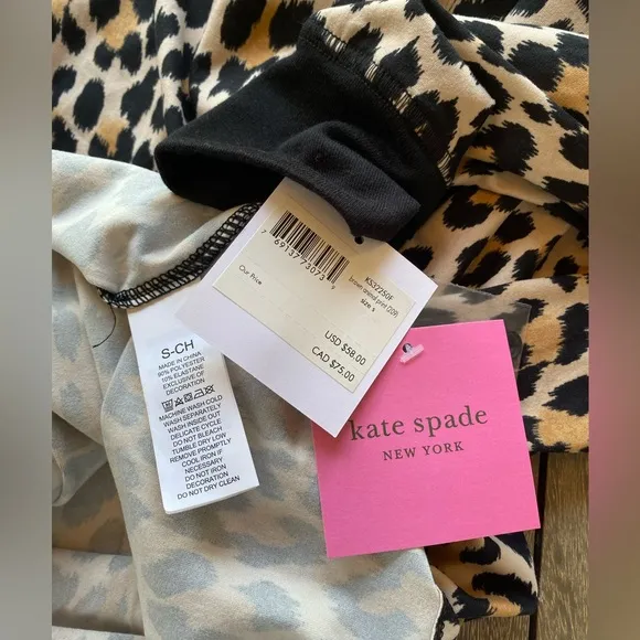 Kate Spade New York Brushed Jersey Brown Animal Print Sleep Long Shirt Sz S NWT
