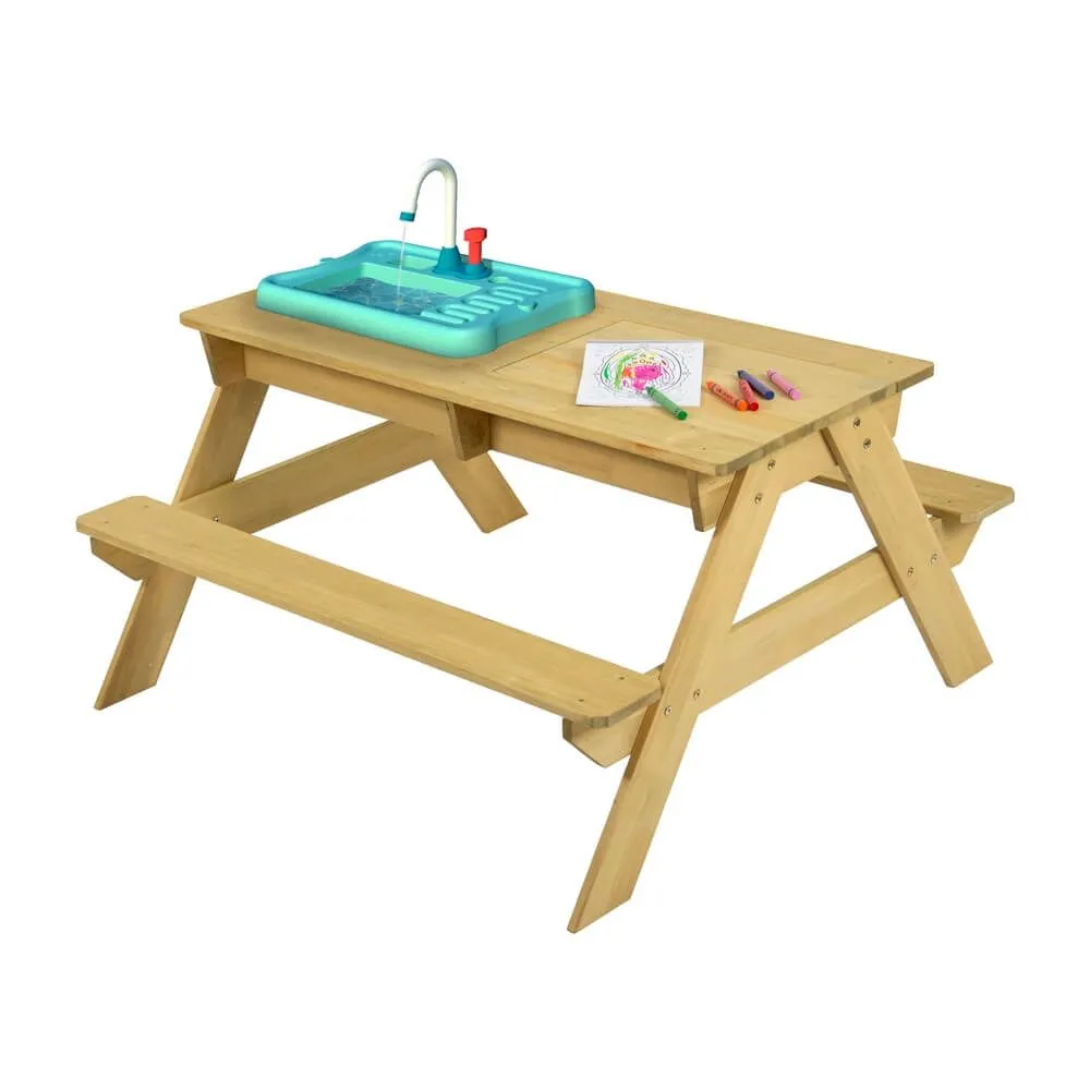 Kids Montessori 5-in-1 FSC Wooden Picnic Bench, Water Station, Sandpit & Mud Kitchen | 2 Years  