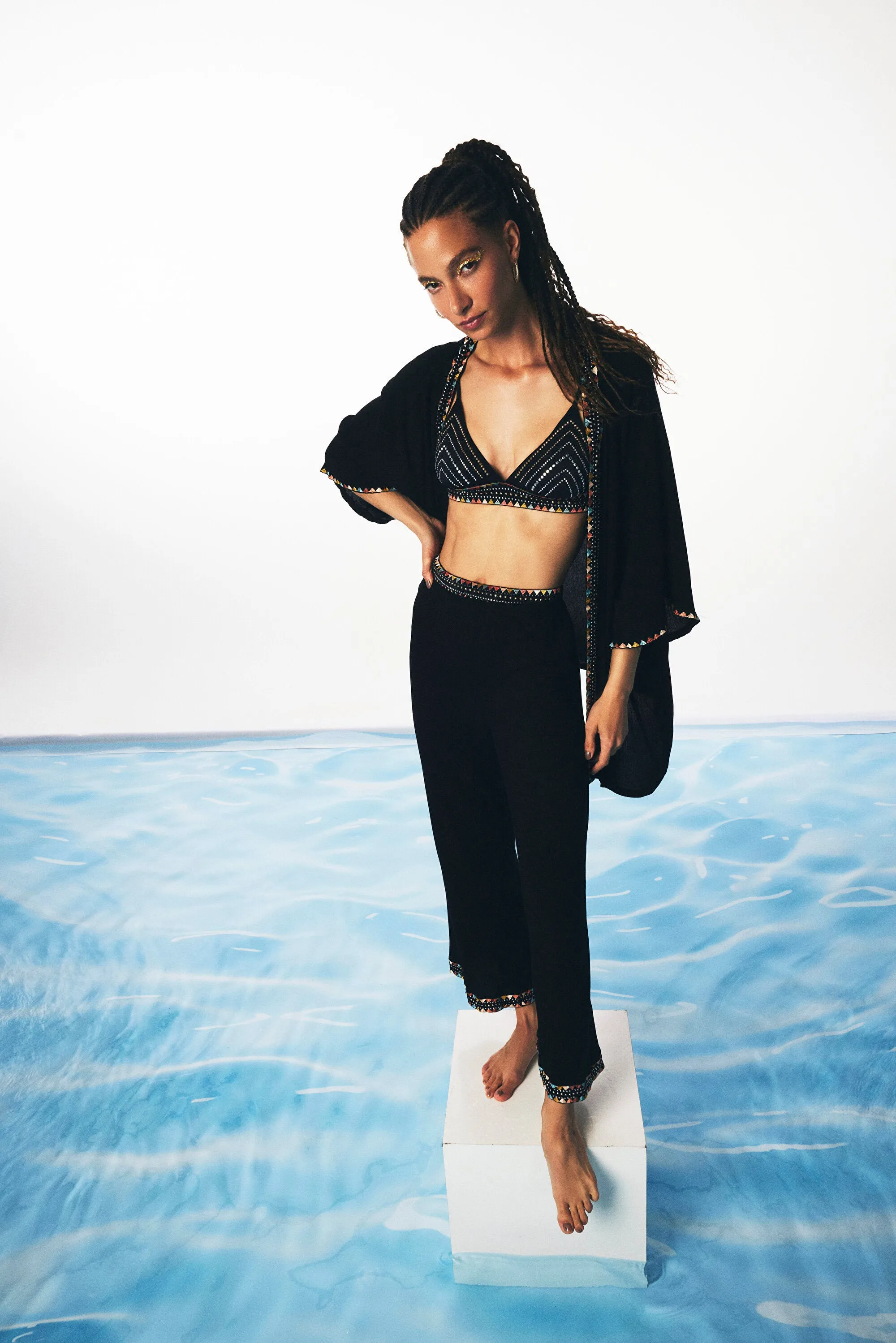 Lennox Stone Black Pants - Gamze Erçel Collection