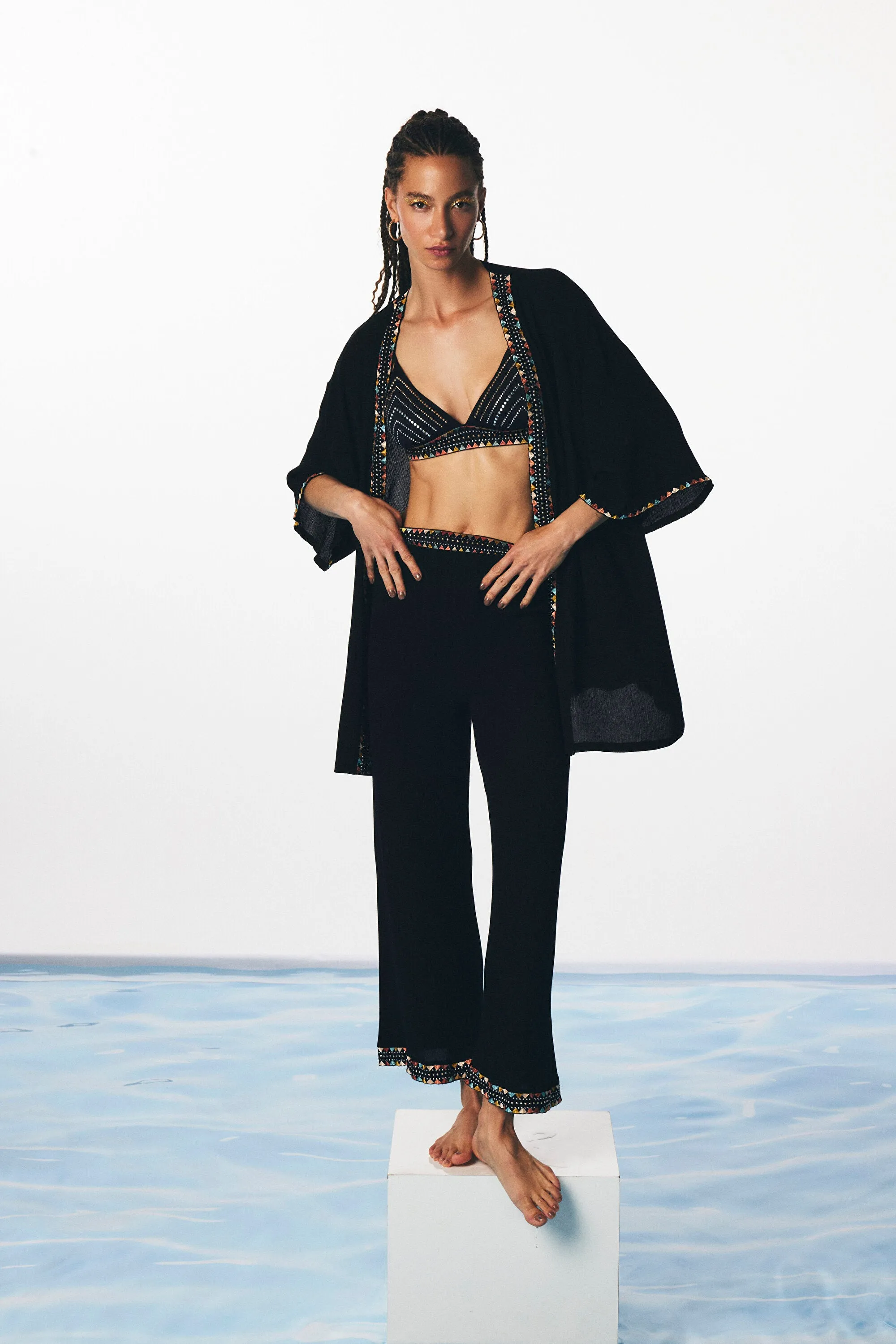 Lennox Stone Black Pants - Gamze Erçel Collection