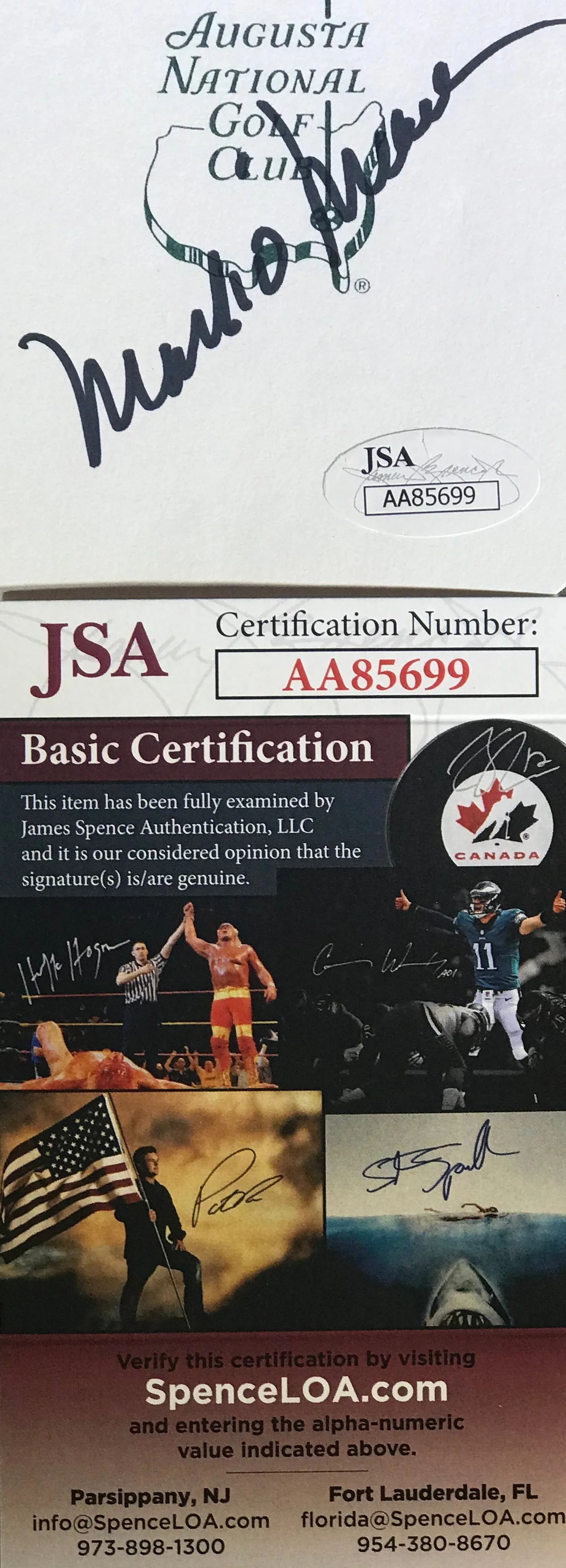 Mark O'Meara Signed Masters Scorecard with JSA