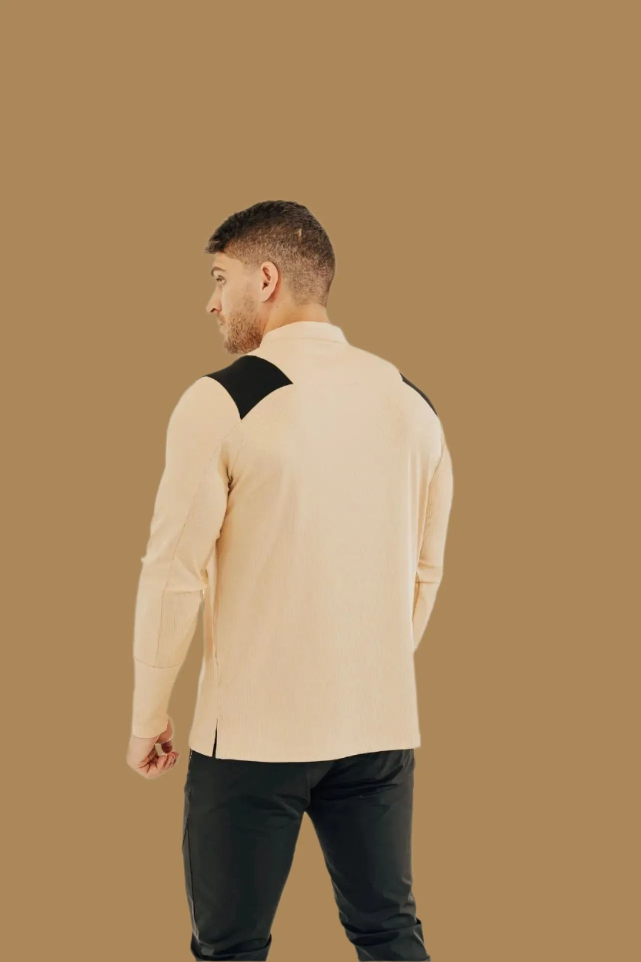Men’s Ace Long Sleeve Golf Shirt - King’s Gold / Black