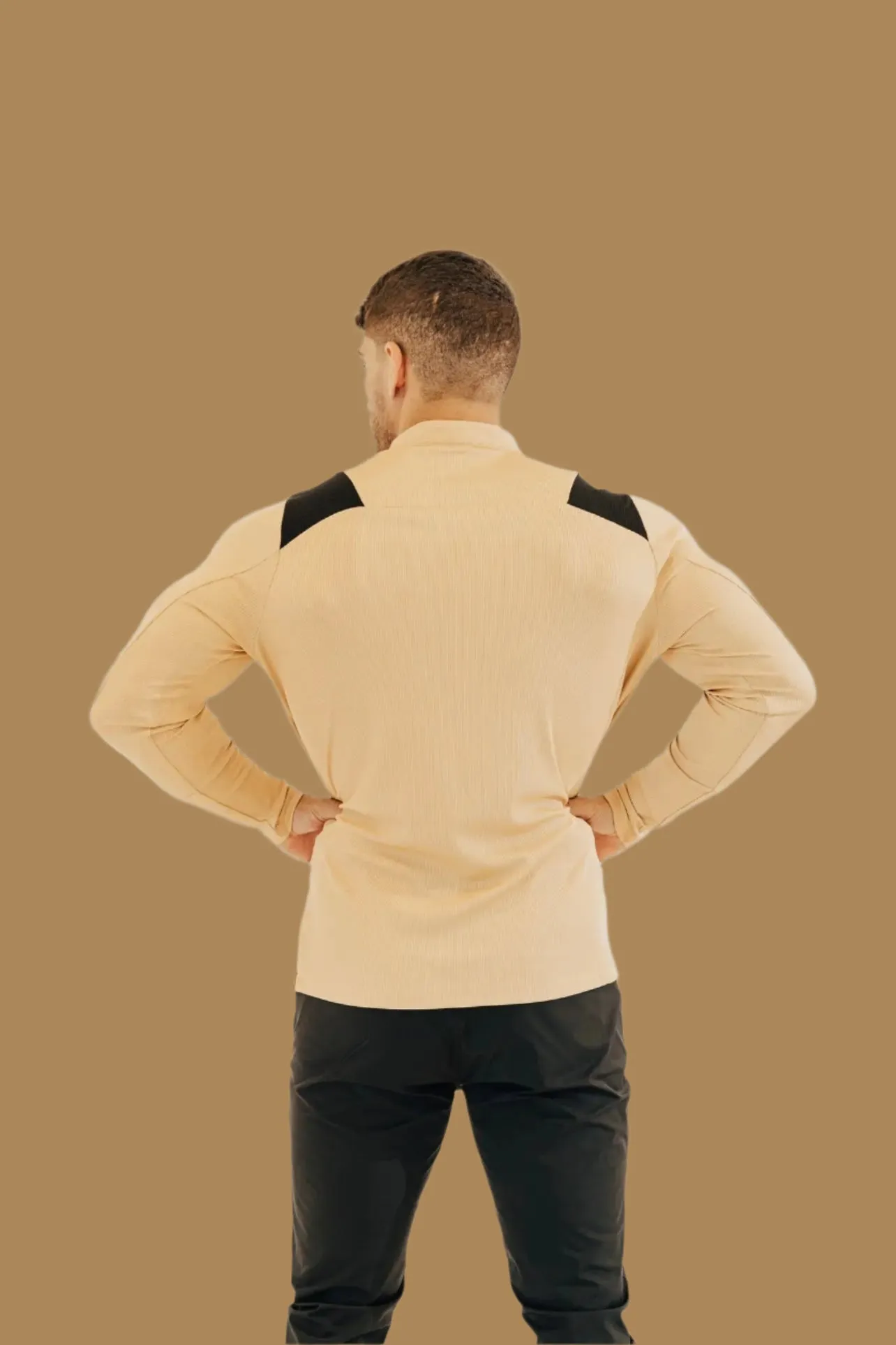 Men’s Ace Long Sleeve Golf Shirt - King’s Gold / Black