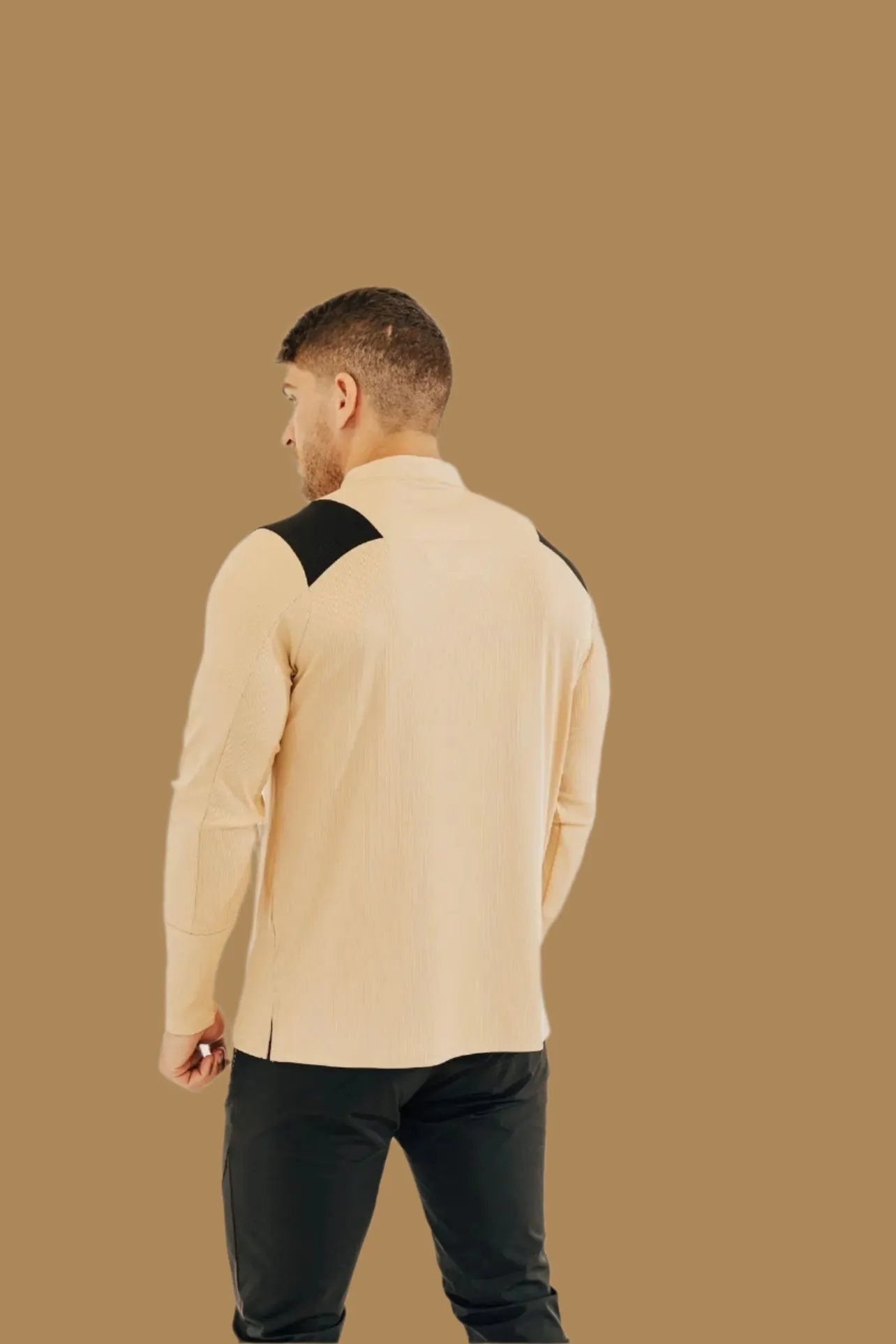 Men’s Ace Long Sleeve Golf Shirt - King’s Gold / Black