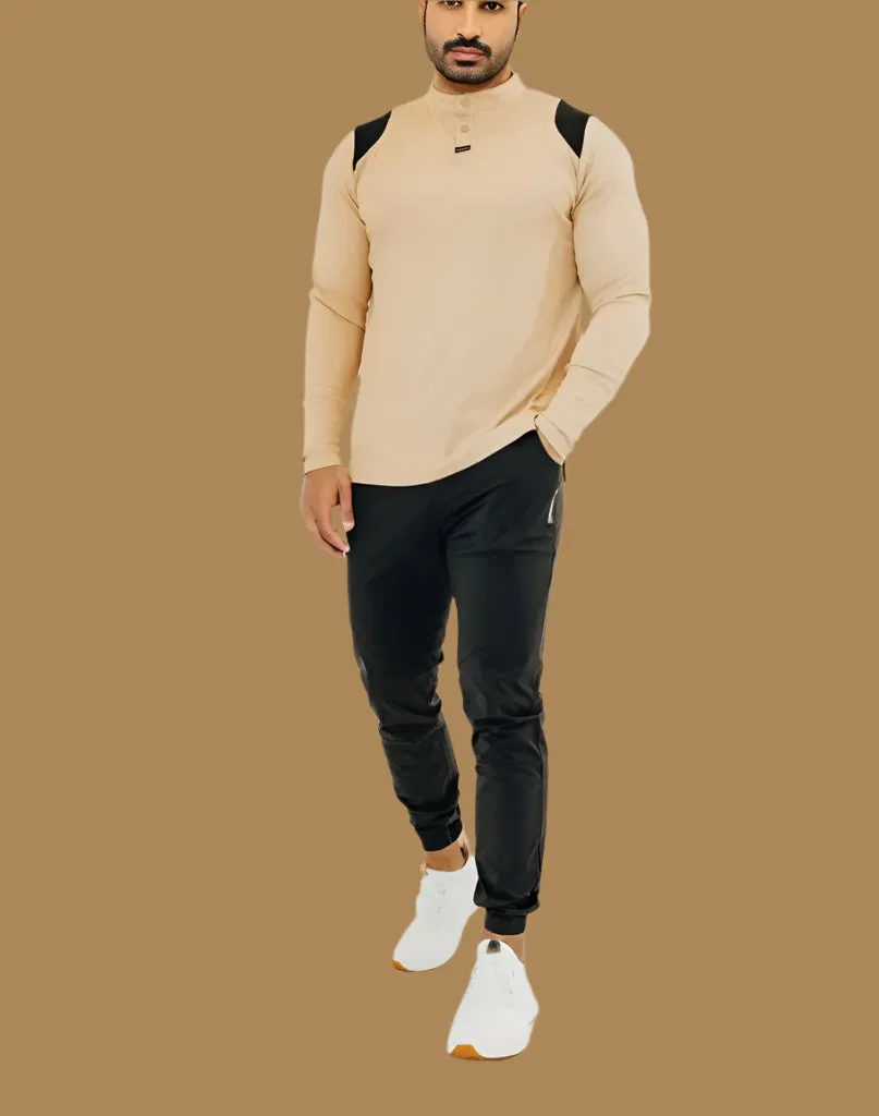 Men’s Ace Long Sleeve Golf Shirt - King’s Gold / Black