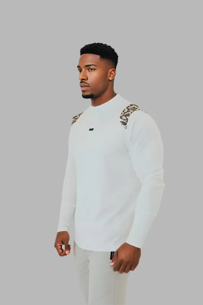 Men’s Ace Long Sleeve Golf Shirt - White/Camo