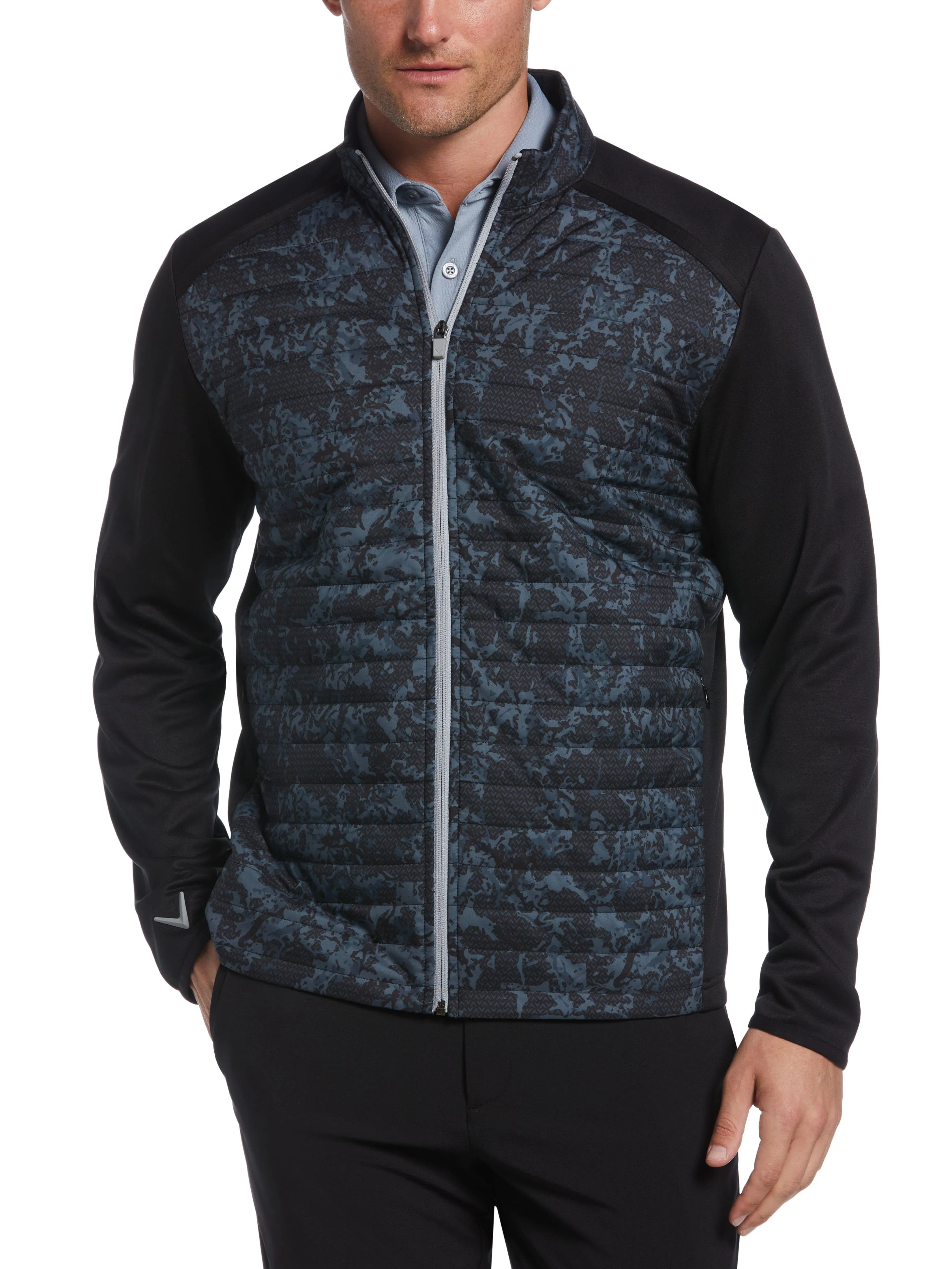 Mens Callaway X Abstract Camo Print Mixed Media Golf Jacket