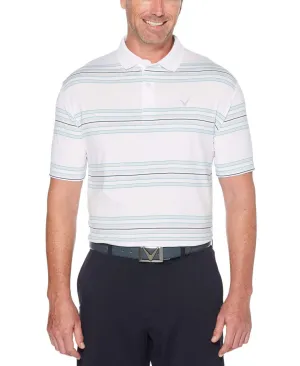 Mens Cooling Regimental Space Dye Stripe Polo with Chevron