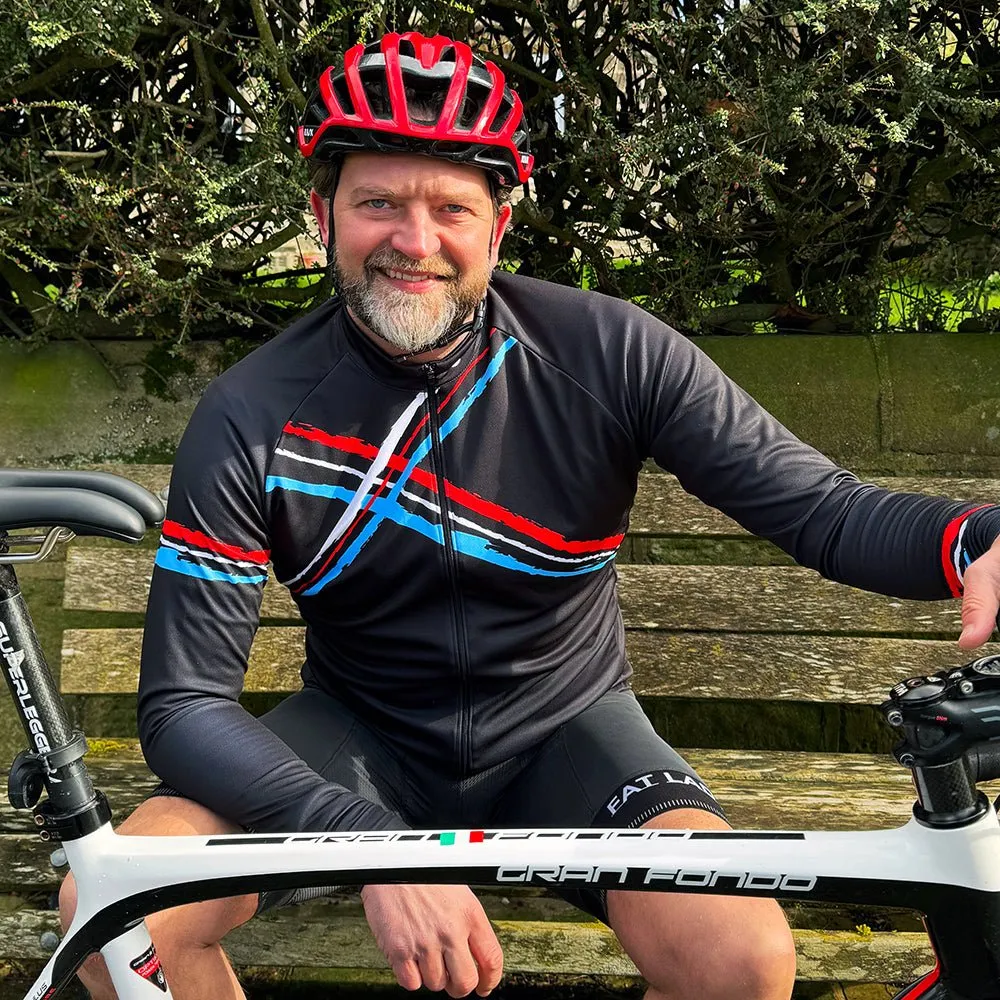 Mens Cross Black Long Sleeve Cycling Jersey