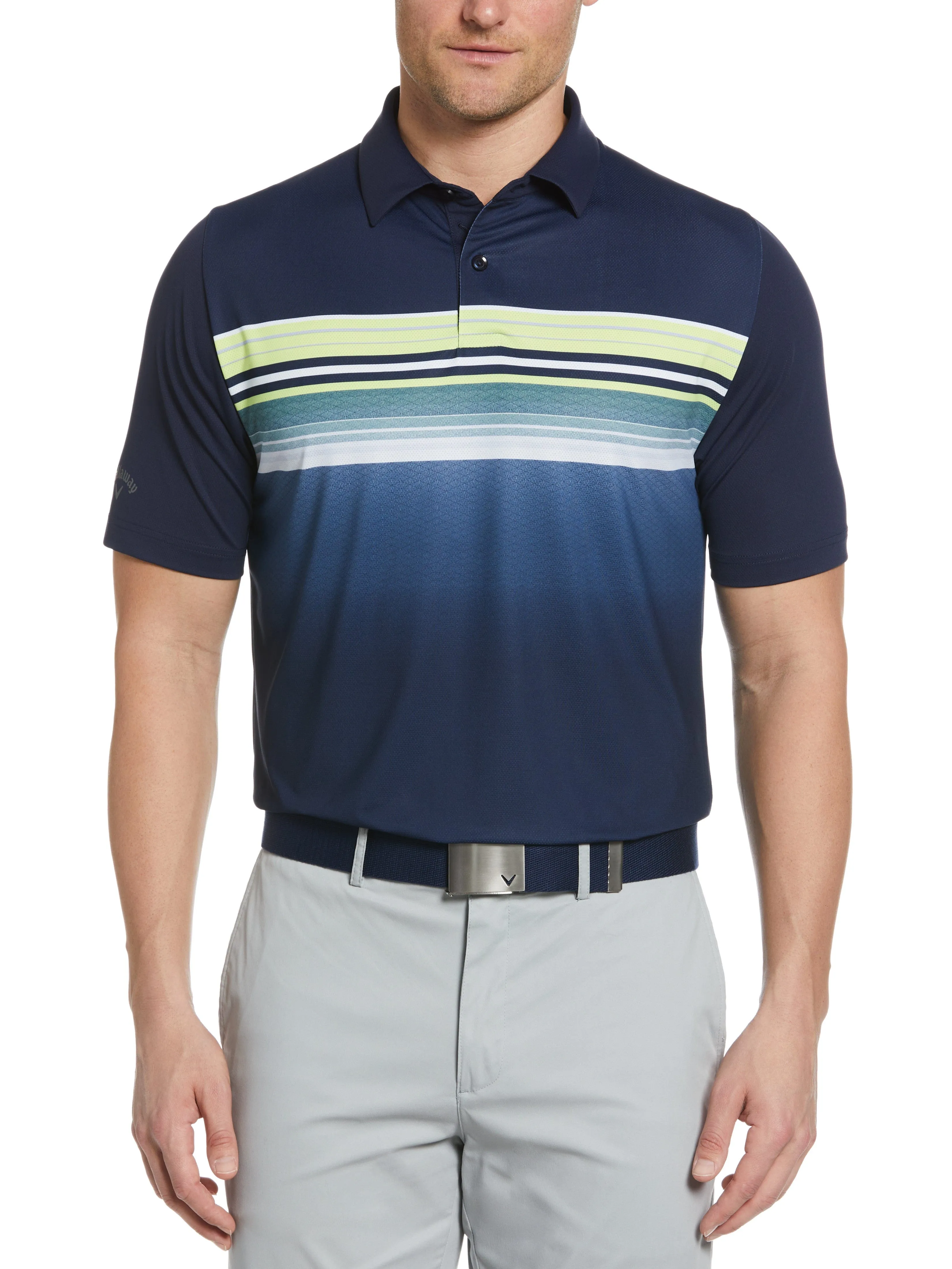 Mens Engineered Fluid Stripe Golf Polo