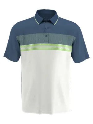 Mens Engineered Stripe and Micro Geo Print Polo