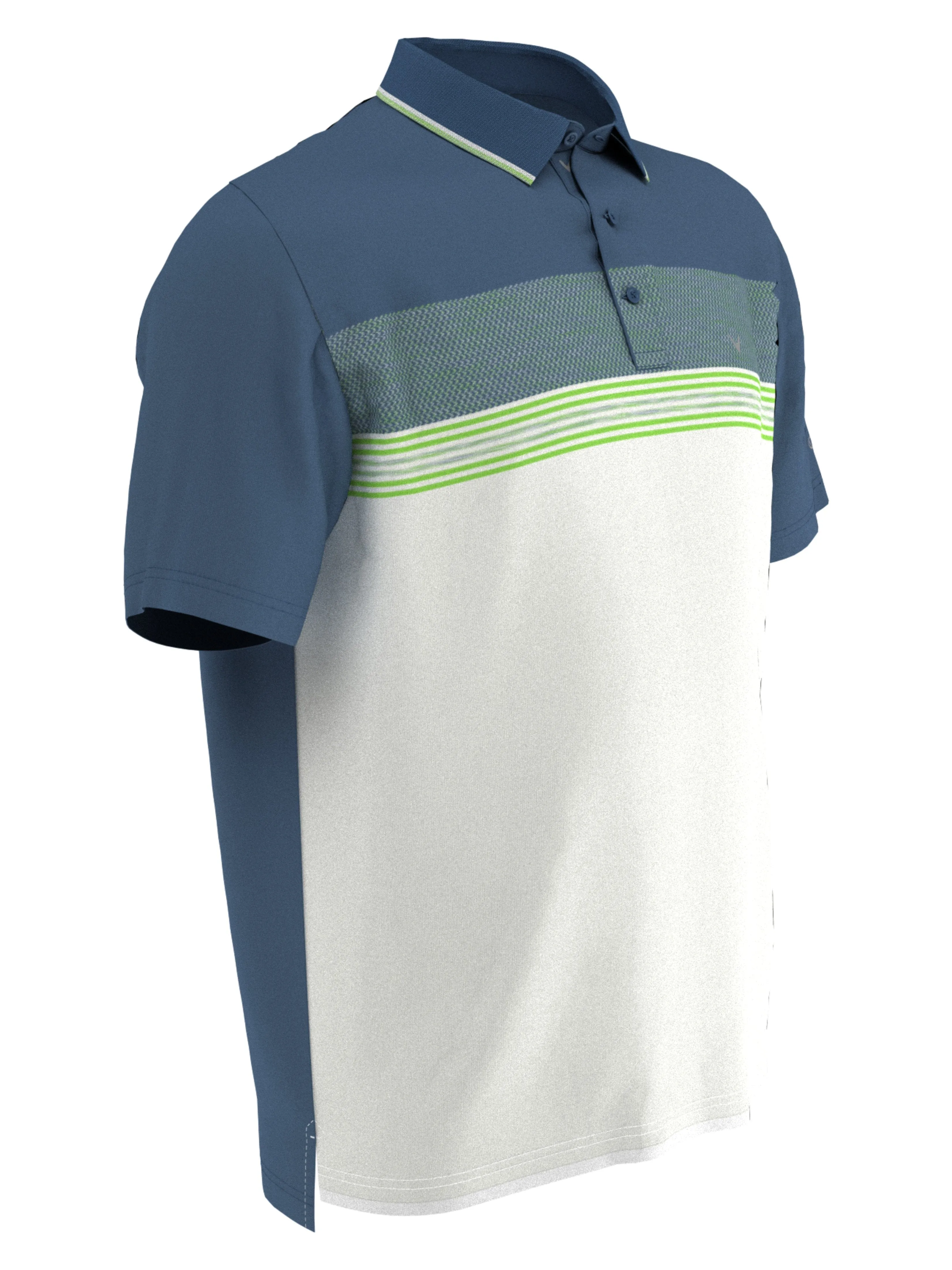 Mens Engineered Stripe and Micro Geo Print Polo