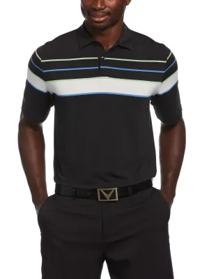 Mens Engineered Ventilated Stripe Golf Polo